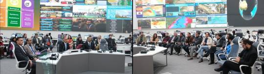 11-01-2024, Islamabad: Chairman NDMA Lt Gen Inam Haider briefing to Journalists on their visit to National Emergencies Operation Center (NEOC) at NDMA HQs